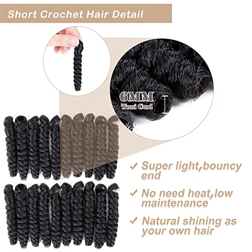 PHOCAS 6 опаковки кратки къдрава коса на една кука за чернокожите жени (3 опаковки 6 мм, черен цвят + 3 опаковки от 6 мм,
