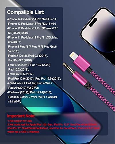 Аудио кабел Lightning 3,5 мм, 3 метра, [Сертифициран от Apple Пфи] Aux кабел за iPhone, Говорител, Автомобилна