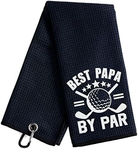 NUREE Best Papa by Par Забавно Черна Кърпа за голф, Бродирани Кърпи за голф с Клипс за татко, на Мъже, Играч на голф,