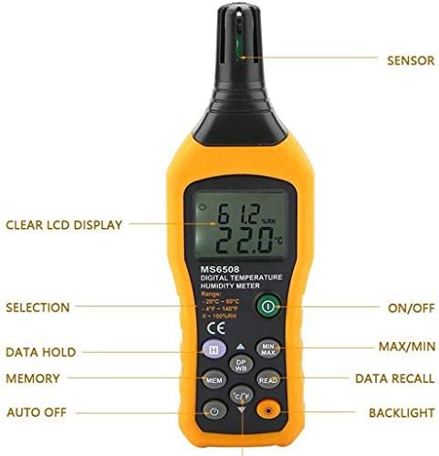 WDBBY Измерване на температура и влажност с Подсветка, Дигитален Psychrometer, Термометър-Влагомер, Точка на оросяване
