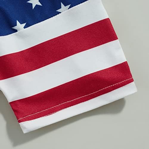 Lucikamy / Комплект дрехи за малки момчета на 4 юли, Тениска с къс ръкав и писмото принтом + Гащета с флага на сащ, Комплект дрехи за Четвърти юли, САЩ