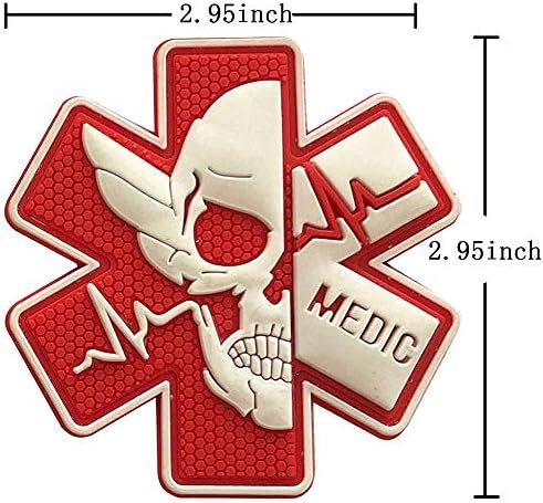 Нашивка Медика 3D PVC Гумена Фелдшер Медицинска EMS EMT MED Първа помощ на морала на Тактически морала на Черепа Военен Кука