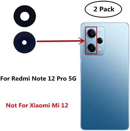 LNONLS 2 Опаковки Подмяна на стъклен Обектив на задната камера за Обратно виждане за Xiaomi Redmi Note 12 Pro 5G 6,67 инча