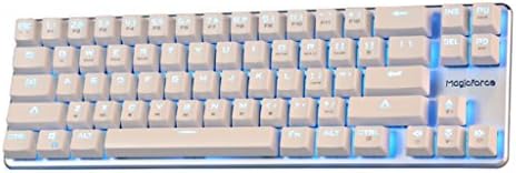 Детска клавиатура Qisan Ръчна Жични Клавиатура Cherry MX Blue Switch Ice Blue Осветление за Мини-дизайн, клавиатура с подсветка (60%) 68 комбинации Бял цвят