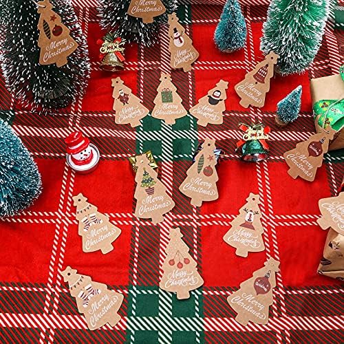 SAVITA 120 Бр Подарък Тагове за Коледната Елха, с Въжета от Крафт-хартия, Етикети за Коледни Елхи, Подаръци, Бутилка Червено