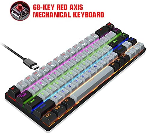 Механична Клавиатура Charella 68 Клавиши Type-C Жичен RGB led подсветка Синьо/Червено Ос Gaming Мех Keyboard WV9