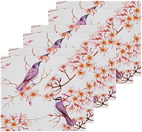 Памучни Гъба Kigai с Цветен Модел на Птици, пакет от 6, 12 x 12 Мека Абсорбираща Кърпички За миене на Баня, Кърпи за Лице,