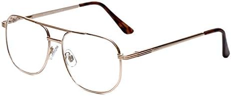 Calabria 1106 Мъжки Авиаторские Очила За четене С Прозрачни или Сини Светофильтрами, Компютърни Четци One Power, Извити