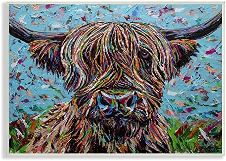 Абстрактен Портрет на Крави, или едър Рогат добитък Stupell Industries Highland Пластове крапинках, Дизайн Кэроли
