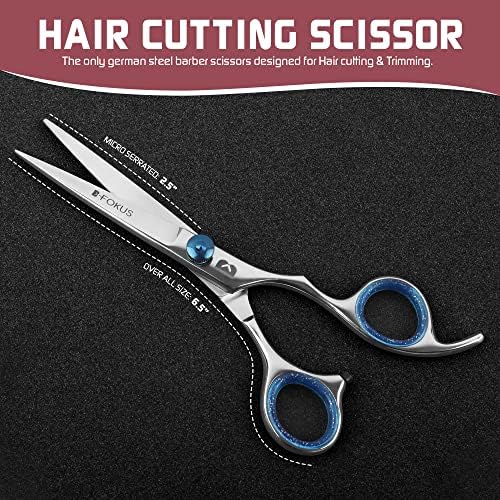 Професионални ножици за подстригване на коса B-FOKUS, произведени от немска неръждаема стомана, в сребърен цвят, 6,5 инча,