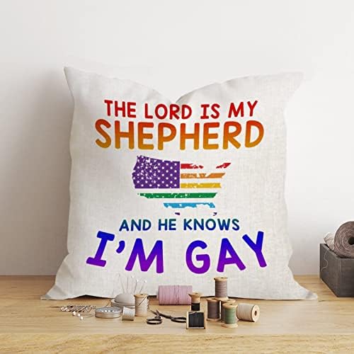 Гей Гордост Дъгата ЛГБТ един и същи пол Гей Калъфка За възглавница Господ Мой Пастир, и Той знае, че аз съм гей Калъфка Калъфка