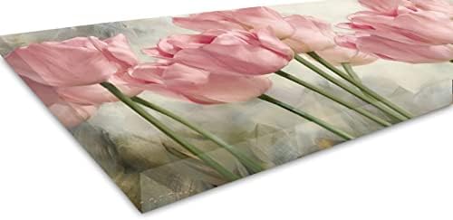 Без заглавие Розови лалета Цветя стенен художествени картини върху платно Цветни картини на Стената артистични за спалня 3 стенен панел художествени (55 Wx36H – 3 пане