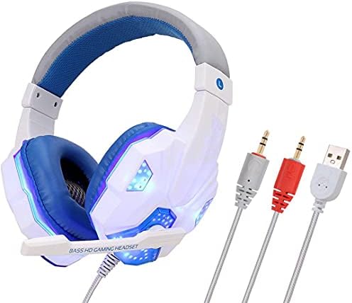 Съединители 3,5 мм Жични слушалки Училищна Детска Слушалки за домашния офис Led Слушалки - (Цвят: бяло-синьо)