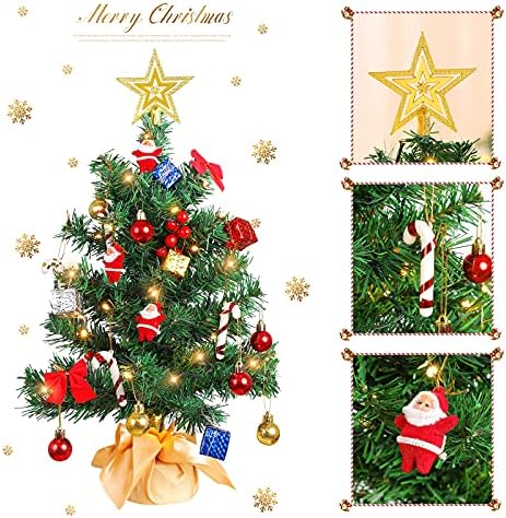 Abaodam 1 Комплект Изкуствени Коледни Занаятчийски Продукти Малка Коледна Елха Светлинно Струнное Украса Настолна