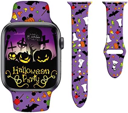 Хелоуин е Съвместим с джапанки Apple Watch, за жени и мъже, Мультяшные въжета за мишката за каишка 38 мм 40 мм 41 мм,