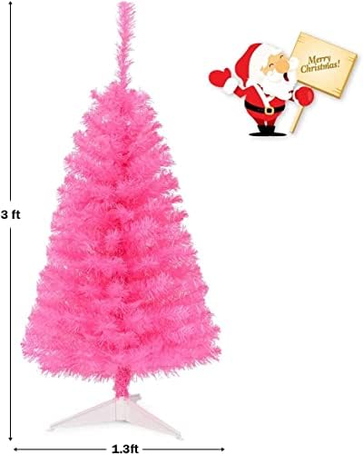 Универсална Изкуствена Коледна елха CHEFJOY Pink, Пълна с Коледно дърво с дължина 3 метра с Трайни основание, 116