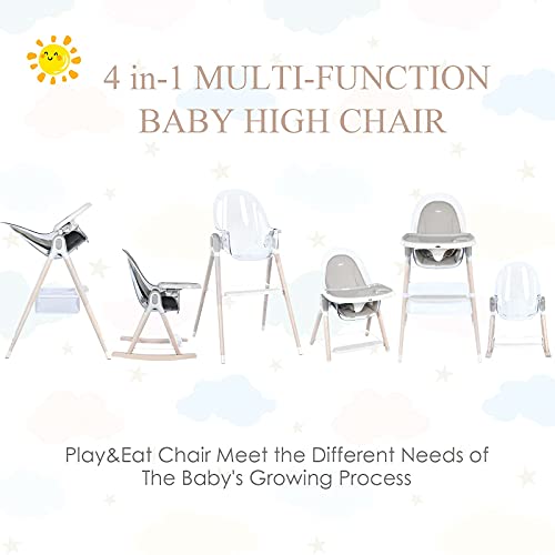 INFANS 4 в 1-Дървена детско столче за хранене, стол-люлка /седалка с подлакътници /Столче за хранене за деца Детски Кът,