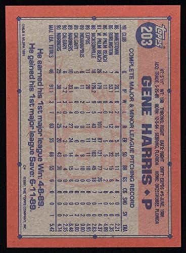 1991 Topps 203 Джин Харис Сиатъл Маринърс (Бейзболна картичка) Ню Йорк / MT Mariners