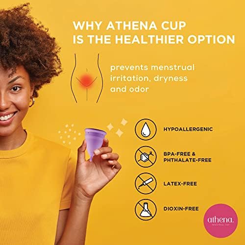 Голяма силиконова Менструална чаша Athena - за Многократна употреба Менструални чаши за менструация - Меки, удобни