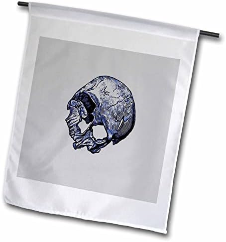 3dRose Taiche - Илюстрация - Череп - Разочарован от Човешки череп в стил татуировка - Знамена (fl_356949_2)