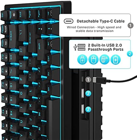 Механична клавиатура на NEDYALKO ROYAL KLUDGE RK84 със синя подсветка 75% в трехрежимном режим BT5.0/2.4 G / USB-C с възможност