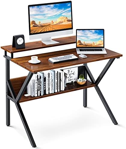 Малко бюро ODK, 27,5-инчов малък компютърен маса за малки помещения, Компактен бюро за съхранение на неща, Малък работен