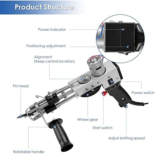 QFFL Автоматичен Пистолет за Тафтинга Килими, Електрическа Вышивальная машина, 2 в 1, пистолет за килими с Двойна употреба, се регулира 5-43 стъпки в секунда, за Високоск