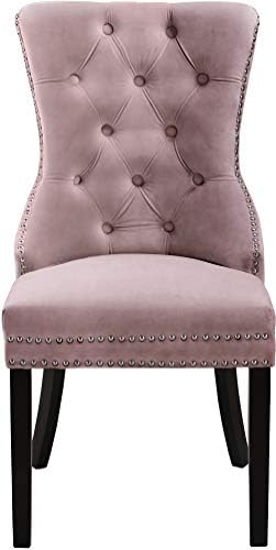 Meridian Furniture Ники Collection Модерен Кът за кресло с кадифена тапицерия, дървени крака, тапицерия на копчета