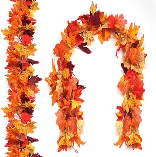CCINEE 2 Опаковки на есенните гирлянди с кленовыми листа, 5,9 метра, есенен венец с осветление, светлинни декорации за Деня на