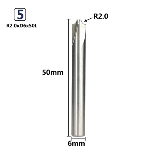 Радиусное ъглово закръгляне R0.5-R5.0 Твердосплавное торцевое радиусное длето за обработка 1 бр. Размер: R5xD12x50L)