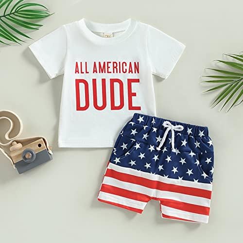 На 4 юли Дрехи За малките Момчета, Тениска с къс ръкав за деца, Топ и къси Панталони, Летни Дрехи в Деня на Независимостта на САЩ