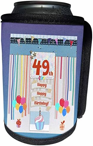 Триизмерен образ на етикет на 49-ия рожден ден, Торта, Свещи. - Опаковки за бутилки-охладители (cc_359610_1)