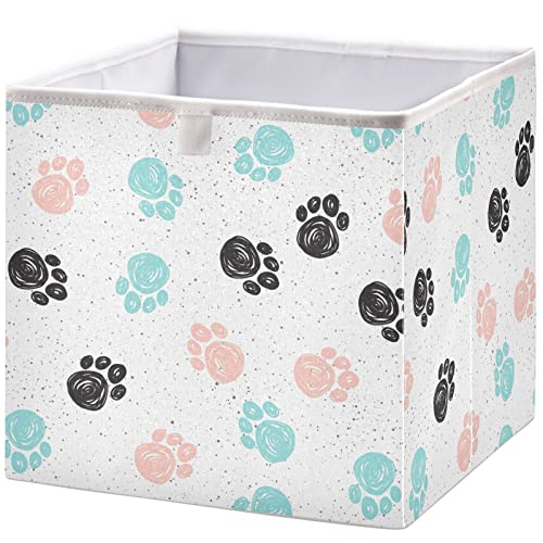 Кошница за шкаф visesunny Кутии за съхранение на следи от куче Тъканни Кошница за Организиране на рафтовете Сгъваеми Кубчета