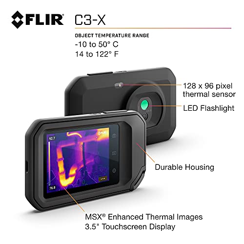 Измерване на вибрации за тежки условия на работа Extech 407860, 39-инчов Компактен Термични камера FLIR C3-X, инструмент за