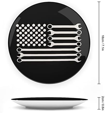 Ретро Механик Флаг на САЩ по поръчка на Снимки Декоративна Чиния от Костен Порцелан Индивидуалност Керамика С Чиния Професия