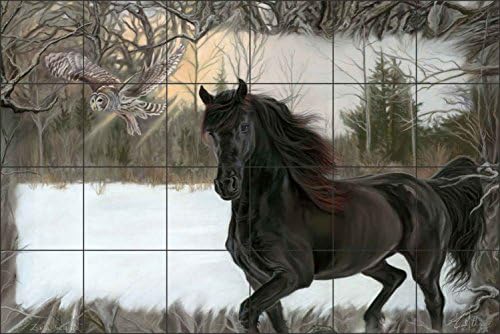 Стенни плочки с изображение на кон, на задния панел, на Rosica The Wild от Kim McElroy, керамични котлони, душ кабина,