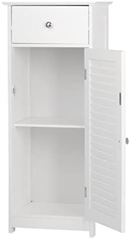 шкаф за баня с една като и едно чекмедже, Хромирана дръжка, водоустойчив, лесен за инсталиране, Бял шкаф за съхранение (Цвят: