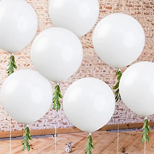 30шт 18-Цолови Големи Балони Бели Гигантски Балони Кръгли Латексови Балони за вашата Сватба и Бебе Душ Рожден Ден Събитие на Карнавала Декор