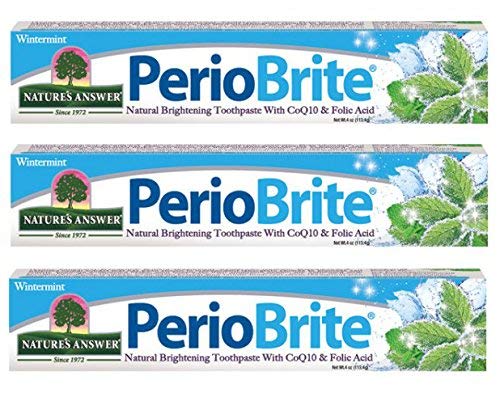 Паста за зъби Nature's Answer PerioBrite, Cool Mint, 4 унция (опаковка от 2 броя) Без флуор с CoQ10 и фолиева киселина | се