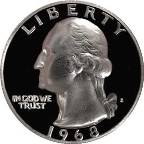 Монета на САЩ в една четвърт от Вашингтон 1968 година с Скъпоценния камък