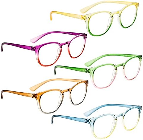 Очила за четене LUR, 5 опаковки, модни ридеры за жени (по един за всеки цвят)