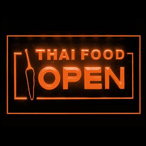 110228 Открит ресторант с тайландска кухня, Кафе-бар, lcd дисплей с led осветление, неон табела (16 X 12, orange)