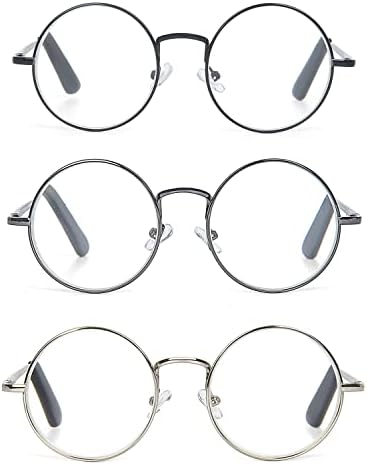 Кръгли очила в метални рамки с увеличително стъкло за очи с пружинным тръба на шарнирна връзка (черни, сребристи и от