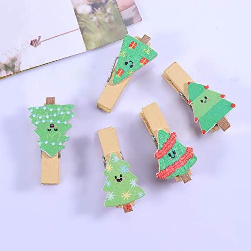 Happyyami Коледни Елементи Снимка клечки за дрехи, Дървени Щипки за чанта за Закуски Мини-Прищепка с Канап за Партита