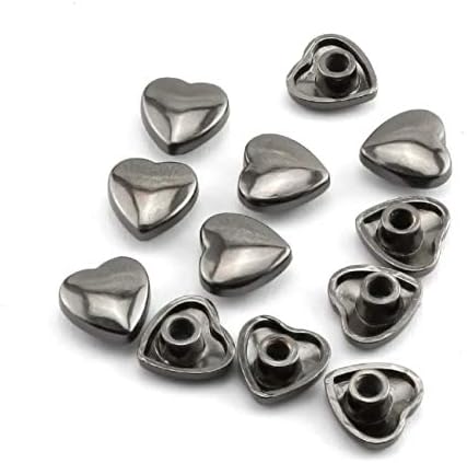 JCBIZ 12 бр. Малки Метални Орнаменти във формата на Сърце с Нитове-Абонамент за Колан, Облекло, Портфейли, Чанти,