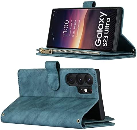 iCoverCase за Samsung Galaxy S23 Ultra Чанта-портфейл с държач за карти, функция поставка за крака, калъф