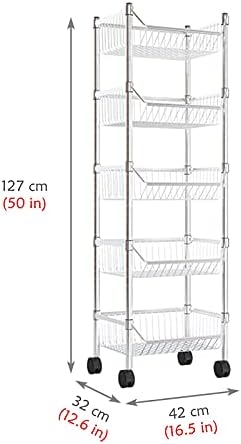 KAIKEA Лек и издръжлив Тънък Разтегателен Рафтове за съхранение с формата на Кула Ширина от 32 см, Кухненски Тесен
