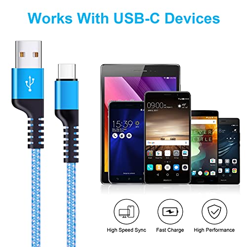 Кабел Type C, За Бързо Зареждане 2 опаковки 3,3 Подножието на кабели USB A-C USB Android Сплетен на захранващия