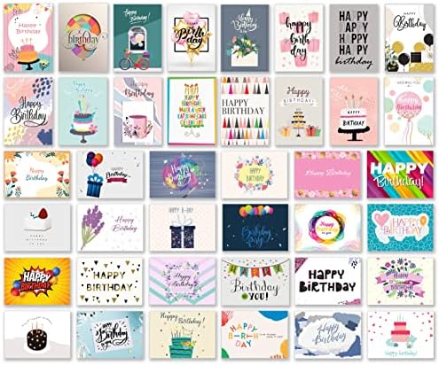 120 Уникални поздравителни картички на едро с Разноцветни Конвертами, стикери и Вечния календар за рожден Ден, Големи поздравителни