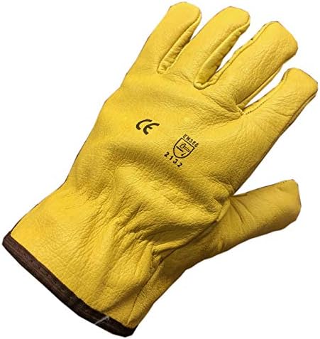 Хималайски 10 Чифта мъжки работни ръкавици H310 за водача Кожени с руното облицовка (Размер 9 - Голям)